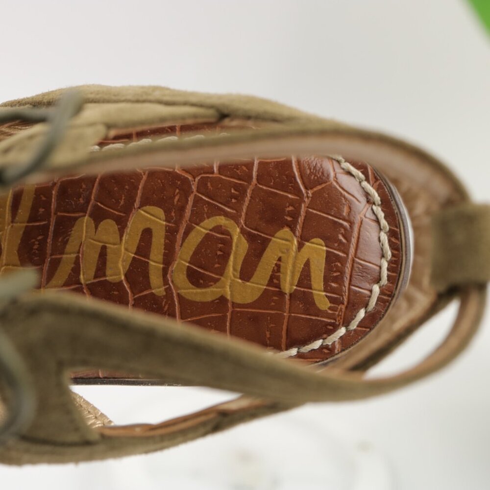 Sam Edelman Womens Gemma Sandals Size 5.5 Olive Green Suede Lace Up Flat Shoes - Picture 10 of 12